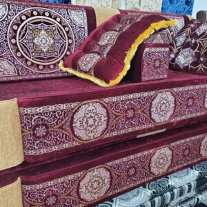مجلس 25/20  قماش اسيل 730 احمر مع بيج